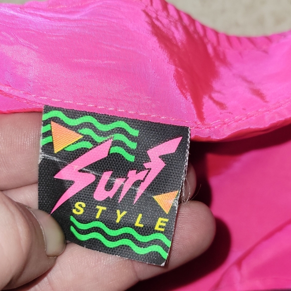 Surf Style Vintage 90s Neon Pink Windbreaker Pullover Spellout One Size Fits All - Picture 11 of 12